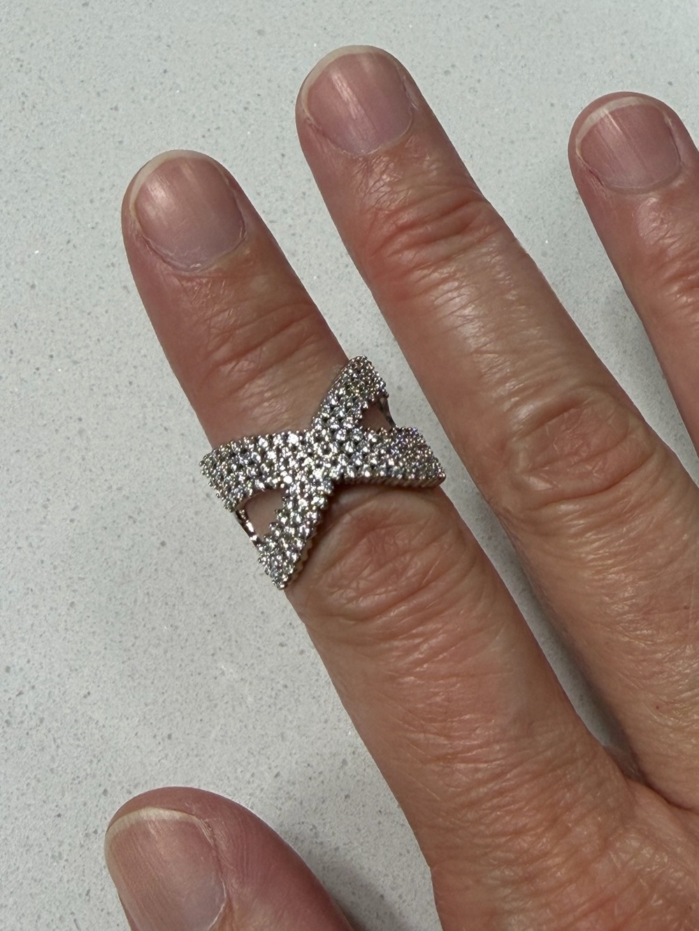PrettyBird USA Pavé Crossover Adjustable Ring Size 7